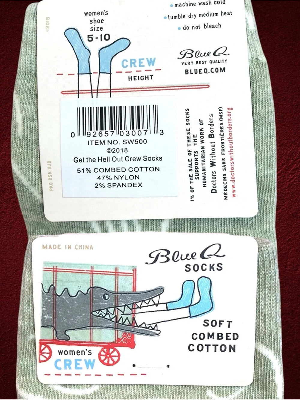 Blue Q “Get The H@ll Out Of My Kitchen” Women’s Crew Socks 5-10 Soft Cotton